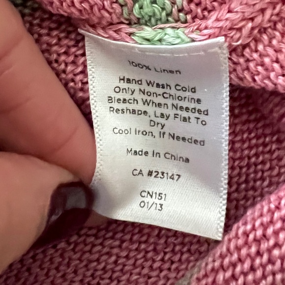 Talbots 3/4 Sleeve Length Lightweight Linen Sweater Size XS Pink and Green - Picture 5 of 8